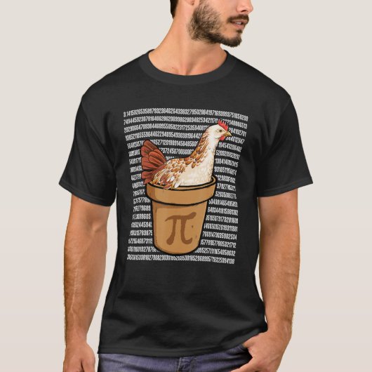 Pi Day Funny Math Chicken in Pi Bowl Math Teacher  T-shirt (Voorkant)