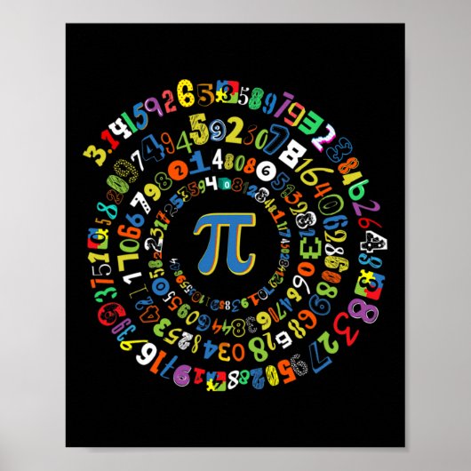 Pi Day Funny Spiral Wiskunde Geek Cool Mathematics Poster (Voorkant)