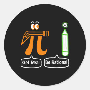 Pi Day Get Real Be Rational Irrational Number Wisk Ronde Sticker
