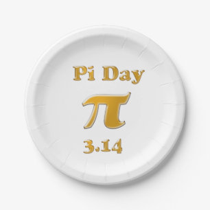 Pi Day Gold op White Papieren Bordje