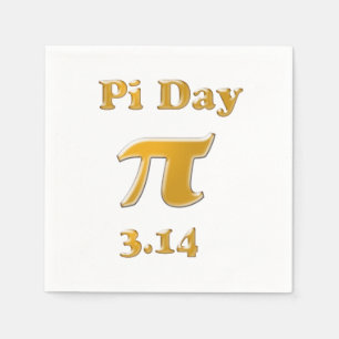 Pi Day Gold op White Servetten