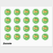 Pi Day Green Apple Pie Cartoon Character Numbers Ronde Sticker (Vel)