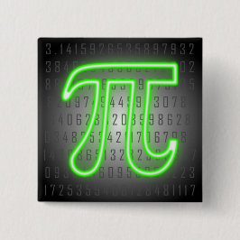 Pi Day Green Neon Vierkante Button 5,1 Cm