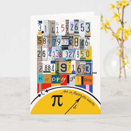 Pi Day Greetings voor oom, Crunching Numbers Kaart (Gele Bloem)