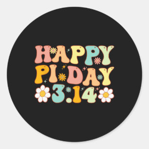 Pi Day Groovy Wiskunde Lover 3.14 Wiskunde Docent  Ronde Sticker