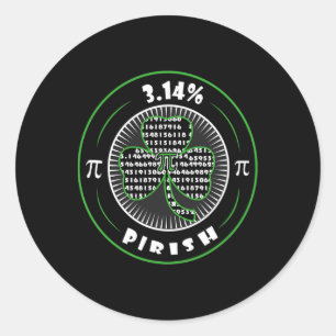 Pi Day Irish Shamrock Clover Pirish Wiskunde Lover Ronde Sticker