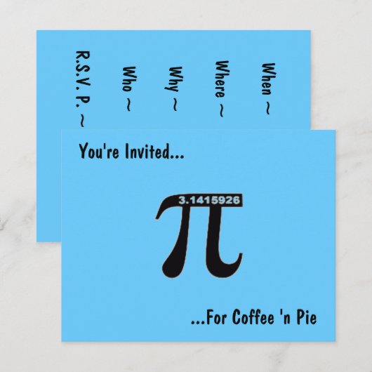 Pi Day Koffie & Pi-uitnodiging ~ Aanpassen Kaart (Voorkant / Achterkant)