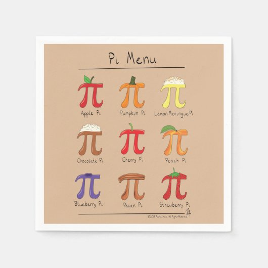 Pi Day Menu Schattige Grappige Wiskunde Servet (Voorkant)