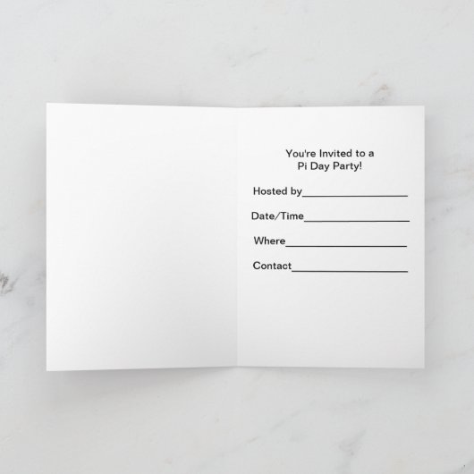 Pi Day Party Invitation Card (Binnen)