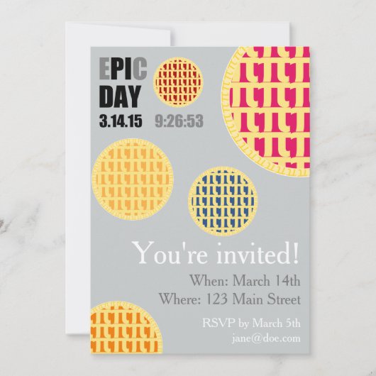 Pi Day Party Invitation Kaart - E*PI*C DAY 2015 (Voorkant)