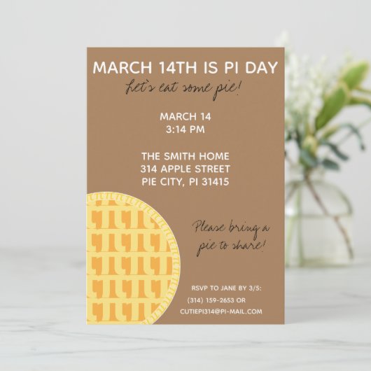 Pi Day Party Uitnodiging met Pi Cijfers op achterz (Staand voorkant)