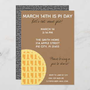 Pi Day Party Uitnodiging met Pi Cijfers op achterz
