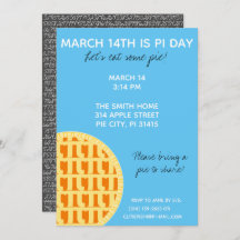 Pi Day Party Uitnodiging met Pi Cijfers op achterz