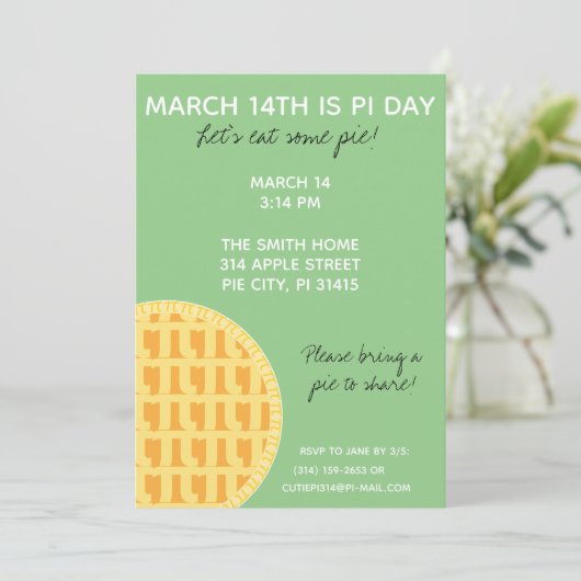 Pi Day Party Uitnodiging met Pi Cijfers op achterz (Staand voorkant)
