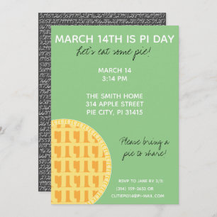Pi Day Party Uitnodiging met Pi Cijfers op achterz