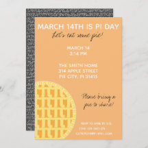 Pi Day Party Uitnodiging met Pi Cijfers op achterz