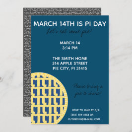 Pi Day Party Uitnodiging met Pi Cijfers op achterz