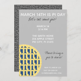Pi Day Party Uitnodiging met Pi Cijfers op achterz