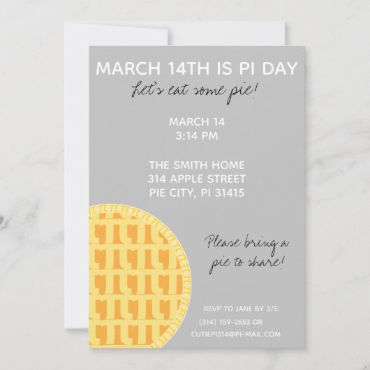 Pi Day Party Uitnodiging met Pi Cijfers op achterz (Voorkant)