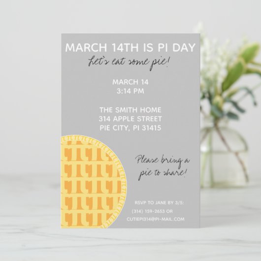 Pi Day Party Uitnodiging met Pi Cijfers op achterz (Staand voorkant)