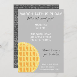 Pi Day Party Uitnodiging met Pi Cijfers op achterz