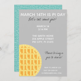 Pi Day Party Uitnodiging met Pi Cijfers op achterz
