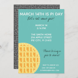 Pi Day Party Uitnodiging met Pi Cijfers op achterz