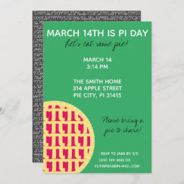 Pi Day Party Uitnodiging met Pi Cijfers op achterz