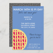 Pi Day Party Uitnodiging met Pi Cijfers op achterz