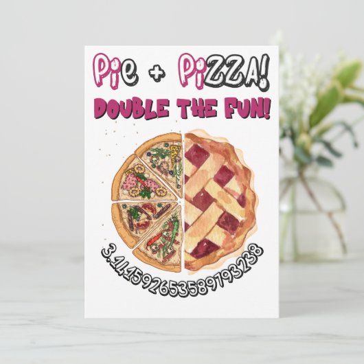 PI DAY Pie en Pizza Fusion Funny Meme! Feestdagenkaart (Staand voorkant)