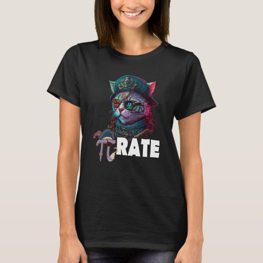 Pi Day Pirate Cat 3 14 Math Science Teacher Pi Rat T-shirt (Voorkant)