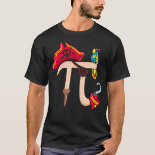 PI Day Pirate Wiskunde Geek Parrot Leerleraar Mann T-shirt