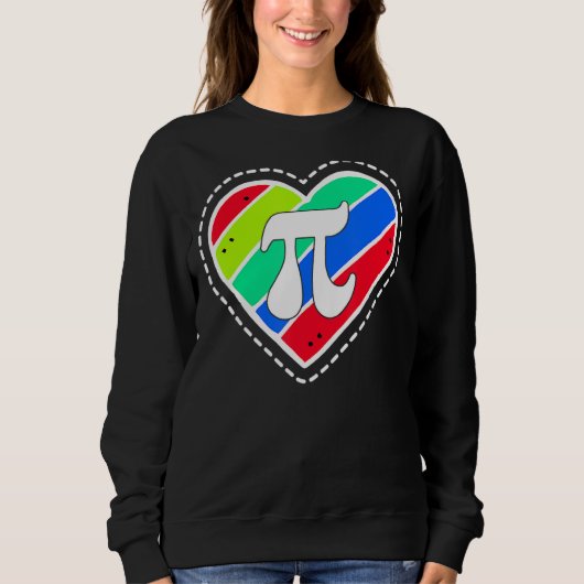 Pi Day Rainbow Hearts Wiskunde leraar Trui (Voorkant)