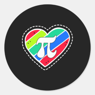 Pi Day Rainbow Hearts Wiskunde Teacher Gift Ronde Sticker