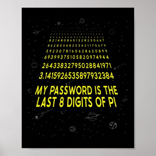 PI Day Sarcastic Mijn wachtwoord is de laatste 8 c Poster (Voorkant)