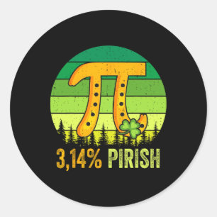 Pi Day St. Patrick's 3.14 Irish Retro Pirish Wisku Ronde Sticker