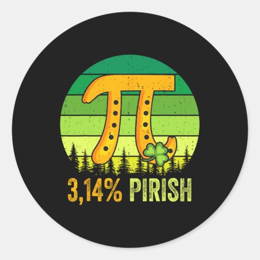 Pi Day St. Patrick's 3.14 Irish Retro Pirish Wisku Ronde Sticker (Voorkant)