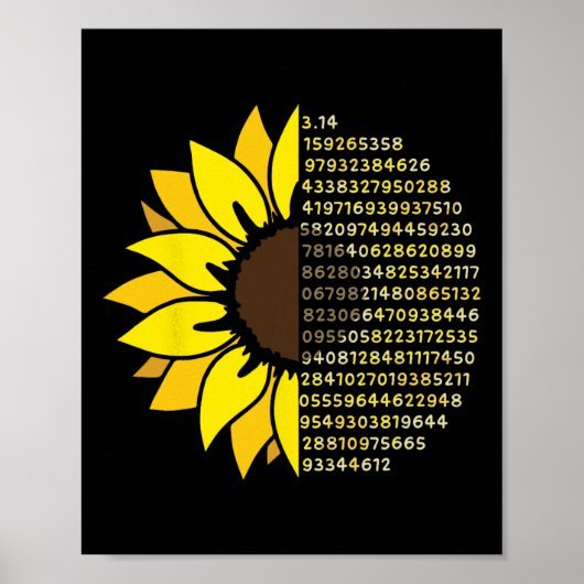 Pi Day Sunflower 3.14 Pi Number Symbool Wiskunde S Poster (Voorkant)