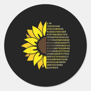 Pi Day Sunflower 3.14 Pi Number Symbool Wiskunde S Ronde Sticker