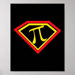 Pi Day Superpi Pi Superheld Wiskunde Docent Mathem Poster