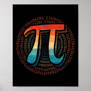 Pi Day Symbool Retro Pi 3.14 Nummer Funny M Poster