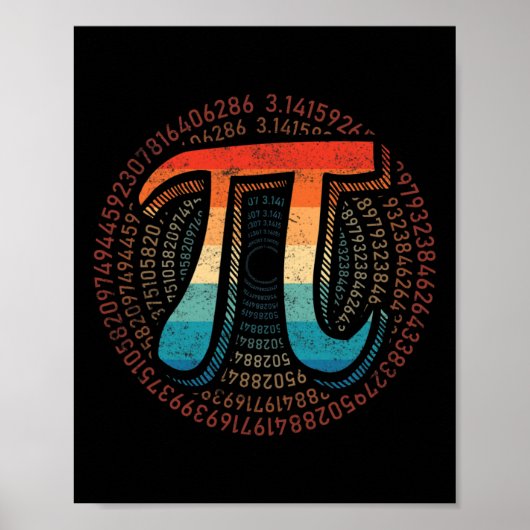 Pi Day Symbool Retro Pi 3.14 Nummer Funny M Poster (Voorkant)