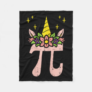 Pi Day Symbool Unicorn Head Cute 314 Wiskunde Pun Fleece Deken