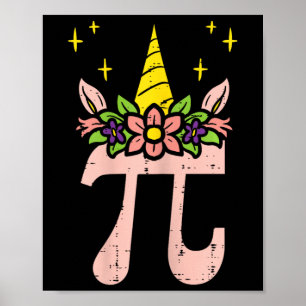 Pi Day Symbool Unicorn Head Cute 314 Wiskunde Pun  Poster