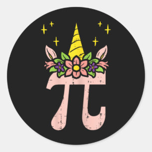 Pi Day Symbool Unicorn Head Cute 314 Wiskunde Pun Ronde Sticker