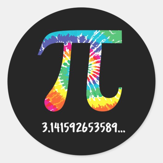 PI Day Tie Dye T Shirt voor Wiskunde Docent Natuur Ronde Sticker (Voorkant)