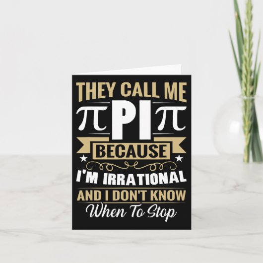 Pi Day Wiskunde Nerd - Noem me Pi Irrationeel Weet Kaart (Voorkant)