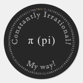 Pi, de irrationele wiskundige constante grappig ronde sticker