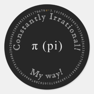 Pi, de irrationele wiskundige constante grappig ronde sticker