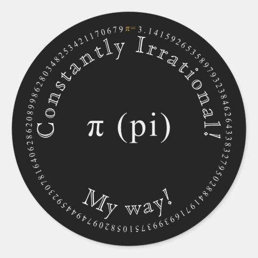 Pi, de irrationele wiskundige constante grappig ronde sticker (Voorkant)